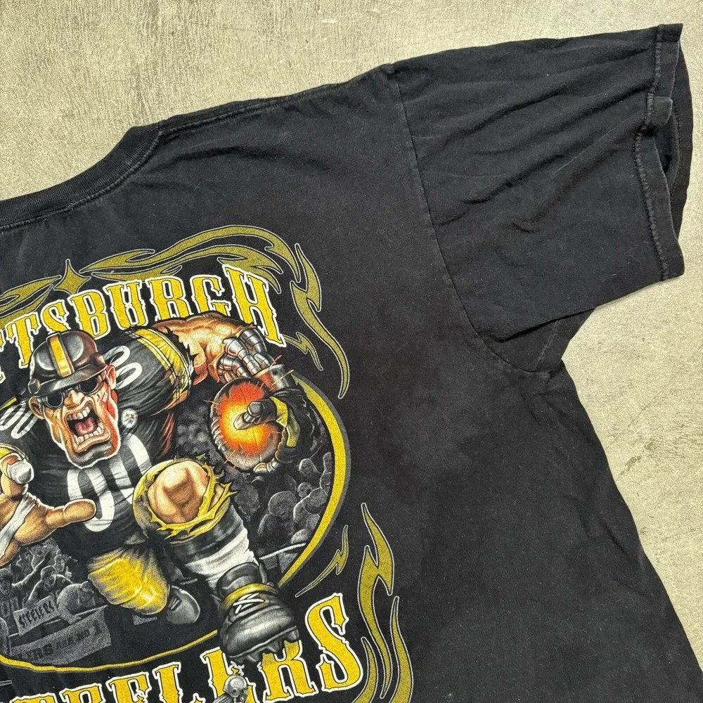 Vintage Pittsburgh Steelers Big Player NFL Football Logo Flag T Shirt 2XL
